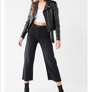 Urban Outfitters Cropped Denim Culotte in Black